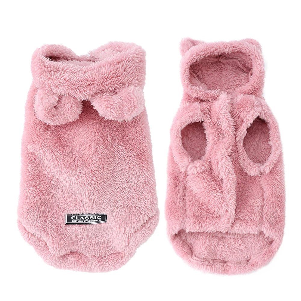 Winter Pet Puppy Hoodie Sweater For Small Medium Dogs Cats Warm Fleece Dog Clothes Coat Yorkshire Chihuahua Jacket Pug Costume