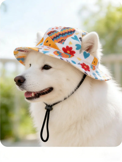 Printed Pet Dog Hat Adjustable Cap for Small Medium Puppy Dogs Pug Corgi Dachshund Outdoor Walking Photo Party Costume Accessory
