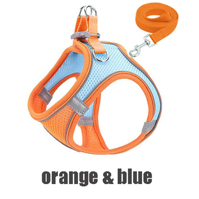 Reflective Pet Harness Dogs Strap with Leash Adjustable Harness Vest Breathable Collars for Chihuahua Small Large Dogs