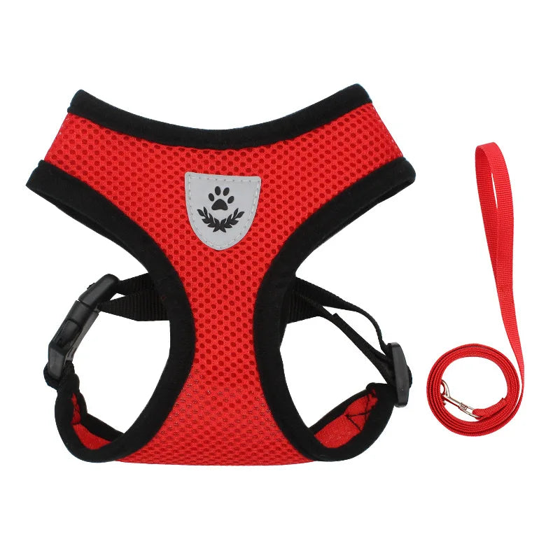 Small Dog Harness and Leash Set Summer Puppy Breathable Mesh Reflective Cat No Pull  Dog Reflective  Adjustable Pet Vest Style