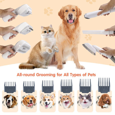 6 In 1 Pet Grooming Vacuum Kit 2.5L Large Capacity Low Noise Strong Suction Hair Cleaner for Dog Cat Grooming and Hair Removal