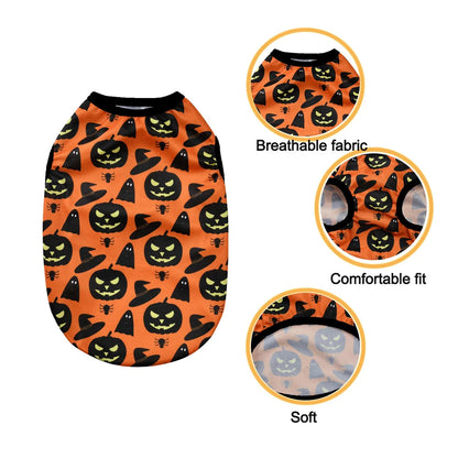 Dog Clothes for Small Medium Dogs Cats Halloween Pumpkin Paw Print Puppy Vests Chihuahua Yorkies Costumes Pet Party Clothing PawPrint Treasures