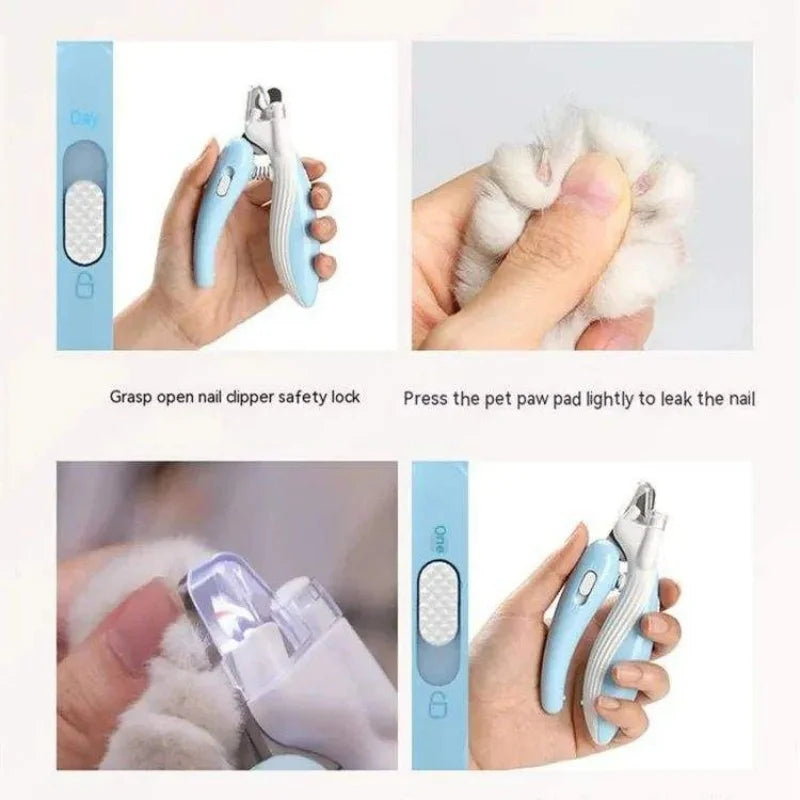LED Illuminated Pet Nail Trimmer Dog Cat Claw Cutter Portable Grooming Scissors Sharp Blade Pet Nail Clipper Pet Accessories