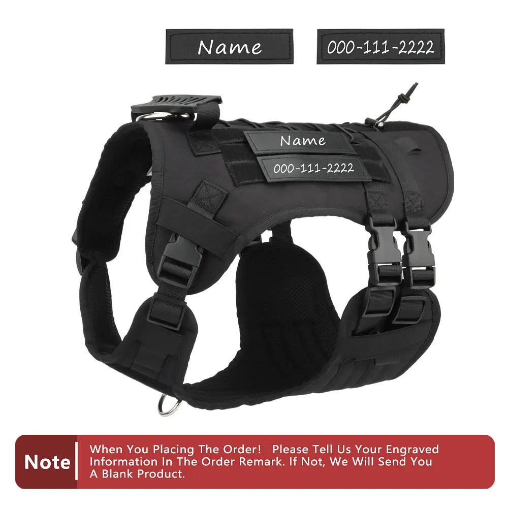 Custom Dog Harness Personalized Tactical Vest DIY Name Pet Harness for Medium Large Big Dog Chest Strap