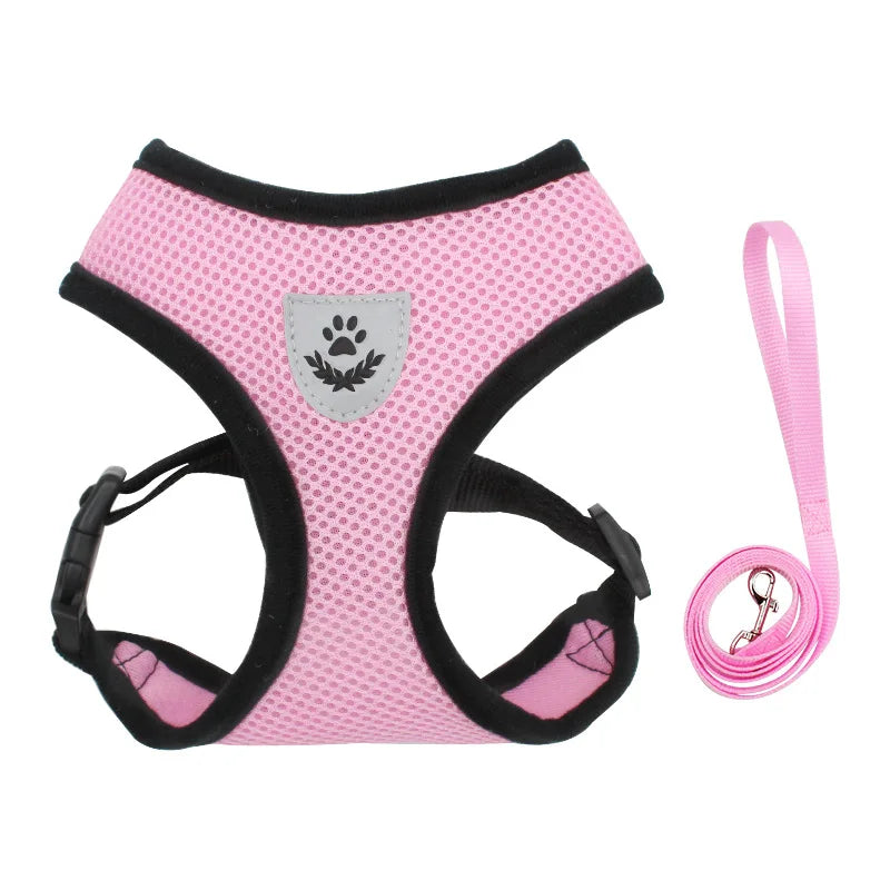 Small Dog Harness and Leash Set Summer Puppy Breathable Mesh Reflective Cat No Pull  Dog Reflective  Adjustable Pet Vest Style