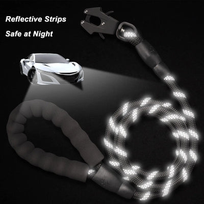 Heavy Duty Polyamide Training Dog Leash with Reflective Stripes - Tactical Frog Quick Release Clip, Locking Mechanism for Small,