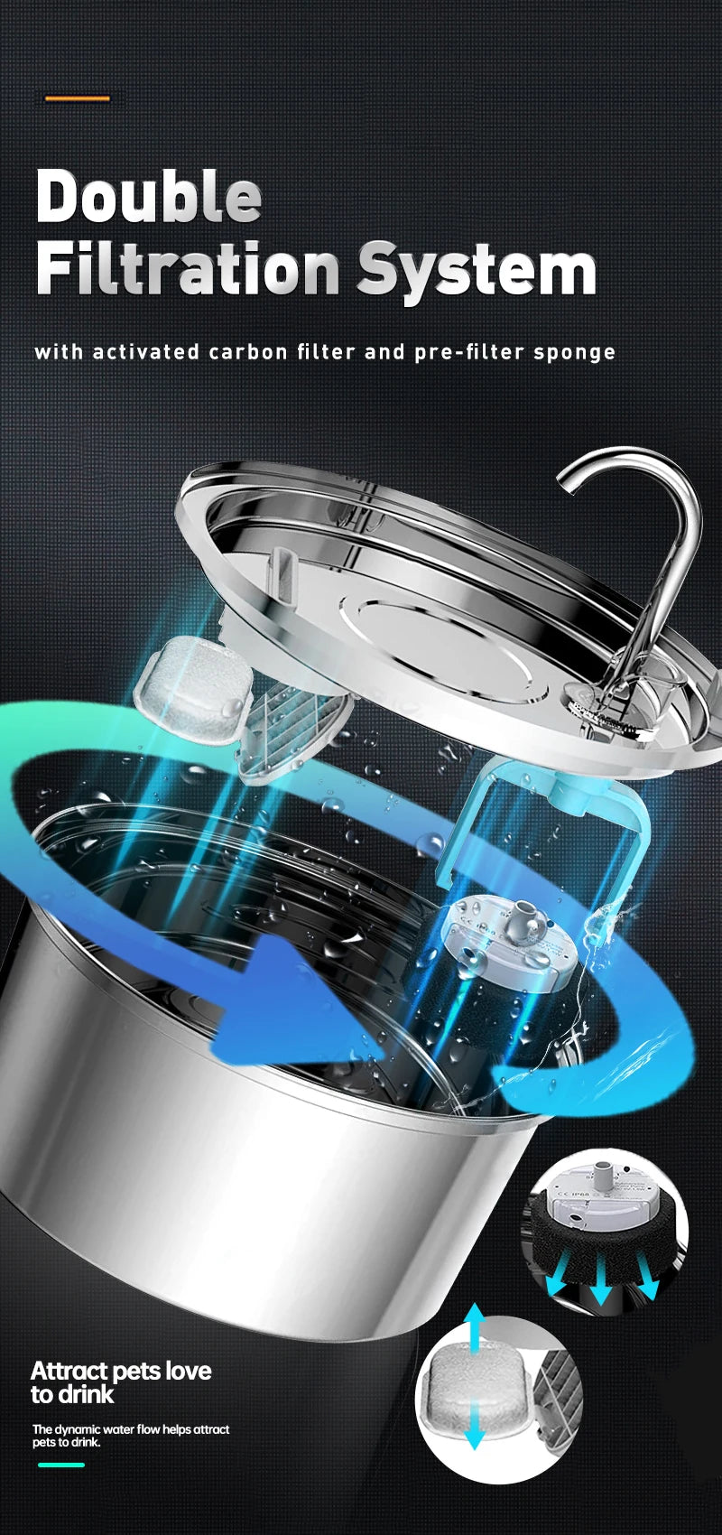 Automatic Cat Water Fountain,Intelligent Pet Water Dispenser With Filter,Drinking Fountain For Cats Dogs,Ultra Quiet Water Pump