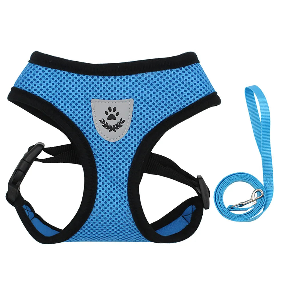 Small Dog Harness and Leash Set Summer Puppy Breathable Mesh Reflective Cat No Pull  Dog Reflective  Adjustable Pet Vest Style