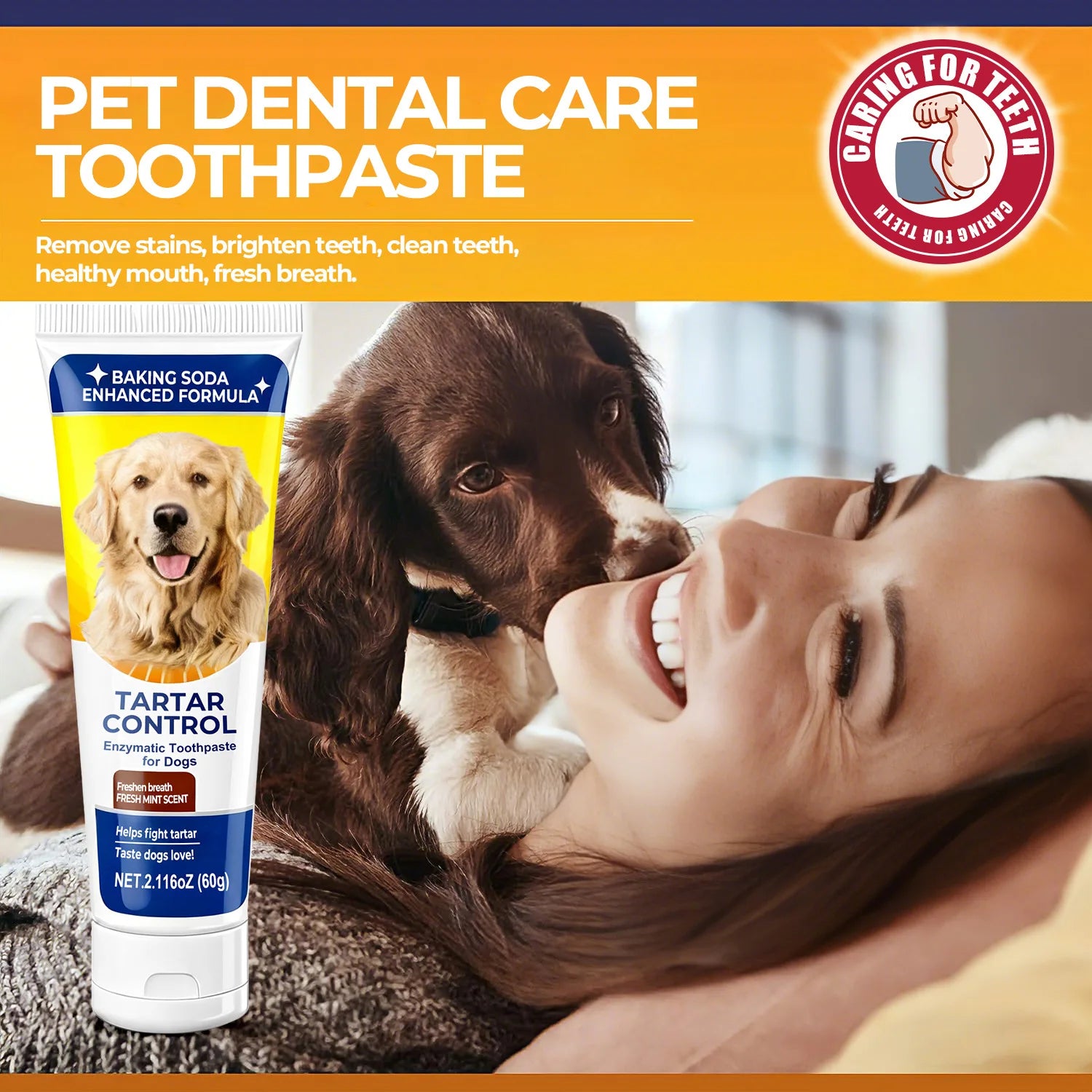 Baking Soda Fortified Formula Enzyme Toothpaste Helps Dogs Freshen Their Breath, Control Tartar and Soothe Their Gums 60g