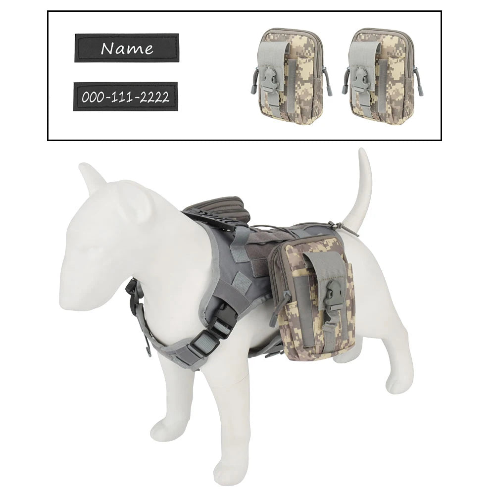 Custom Dog Harness Personalized Tactical Vest DIY Name Pet Harness for Medium Large Big Dog Chest Strap