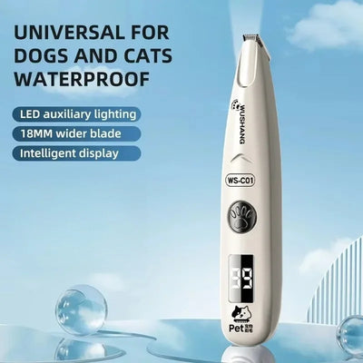 Pet Dog Electric Groomer Trimmer with LED Light Waterproof Pet Foot Hair Trimmer Low Noise Cat Dog Ear Hip Face Foot Paw Shaver