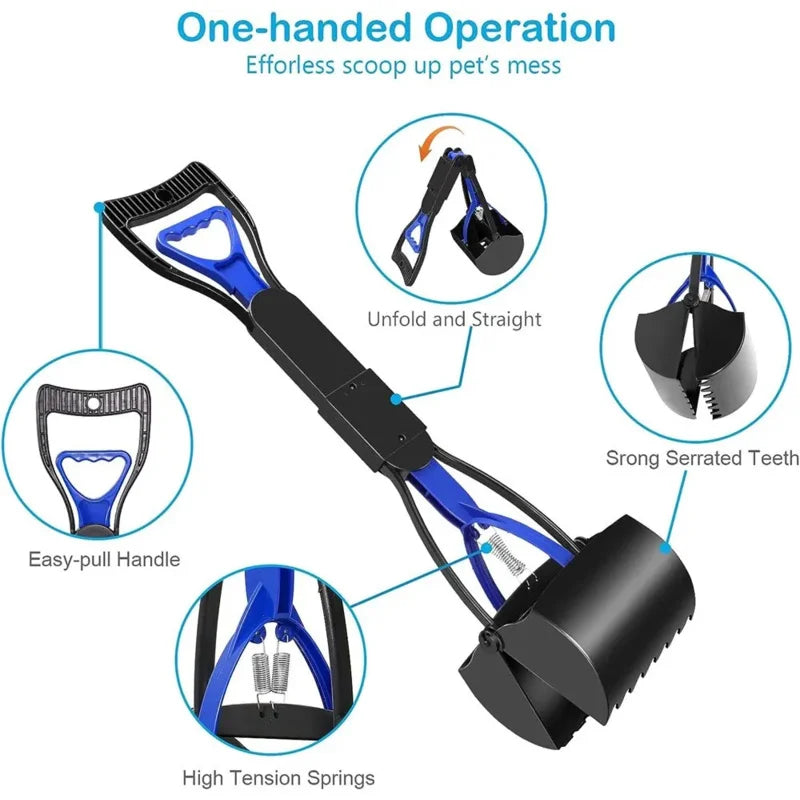 Pet Poop Picker Long Handle Foldable Dog Poop Scoop Outdoor Cleaning Tool Dog Waste Cleaning Supplies