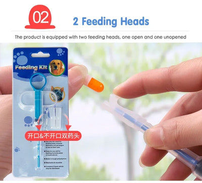 1 Set Pet Pills Applicator Cat Dogs Syringe Medicine Water Milk Feeder Insect Repellent Supplies Can Clip Pills Pet Water Feeder