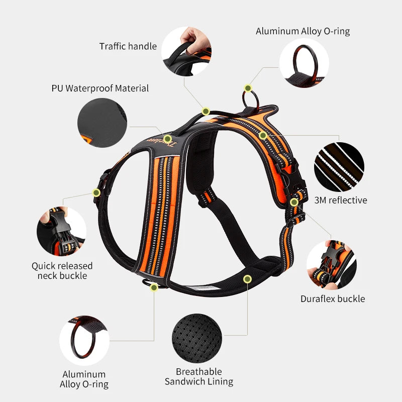 Truelove Non-reflective Walking PU Leather Dog Vest Escape Proof Adjustable Anti Pull Pet Harness Outdoor Clearance Sale TLH5551