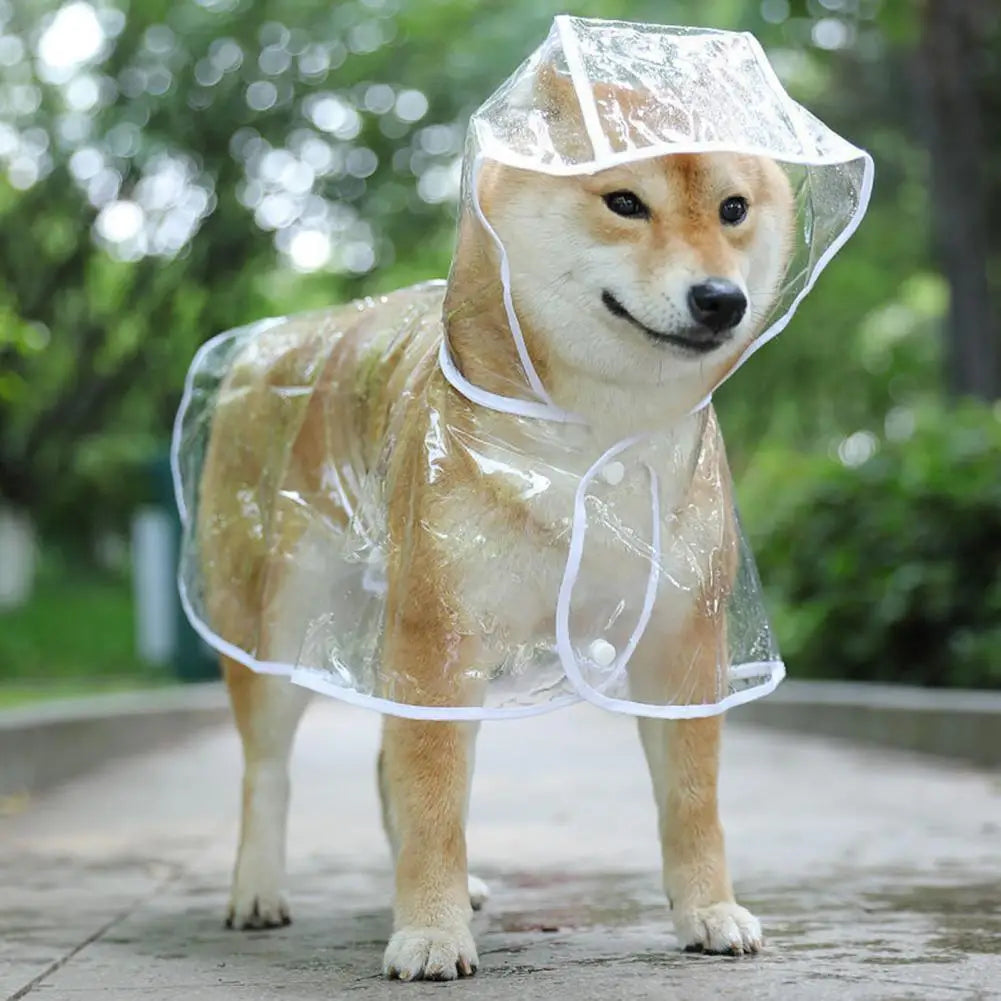 Pet Raincoat Dog Raincoat Transparent Snap Button Hooded Windproof Soft Outdoor Dog Rainwear Rain Cape Dog Supplies