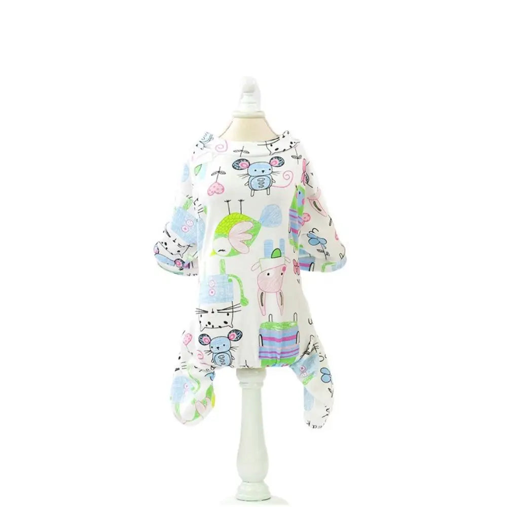 Pet Four Leg Clothing Cartoon Puppy Dog Pajamas Soft Cotton Dog Jumpsuit Comfortable Pet Bodysuit Clothes Spring PawPrint Treasures