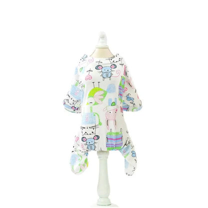 Pet Four Leg Clothing Cartoon Puppy Dog Pajamas Soft Cotton Dog Jumpsuit Comfortable Pet Bodysuit Clothes Spring PawPrint Treasures