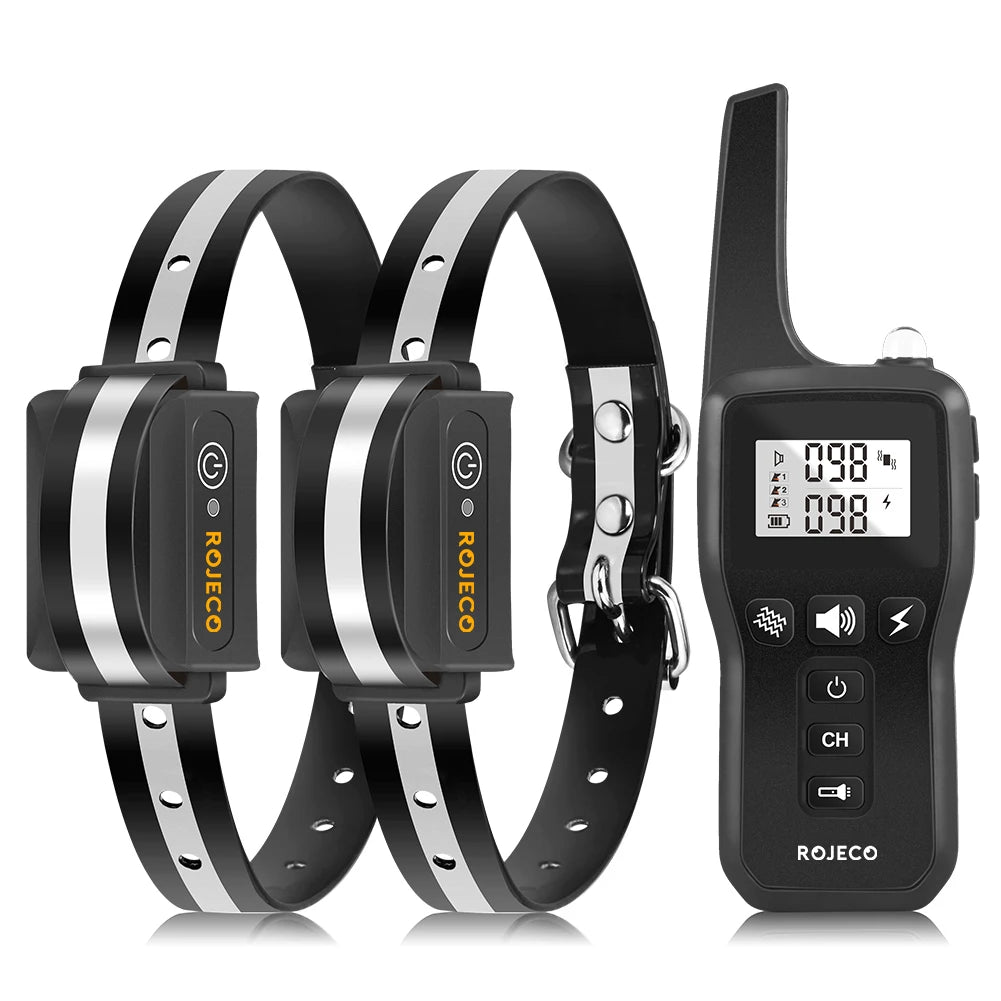 ROJECO 1000m Electric Dog Training Collar Remote Control Waterproof Rechargeable Pet Dog Bark Stop Shock Collar Electric Shocker