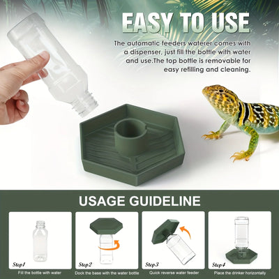 1pc Pet Automatic Feeders Waterer For Small Repitiles Lizards Gecko Chameleon Frog Snake Turtle Spider Feeding Supplies