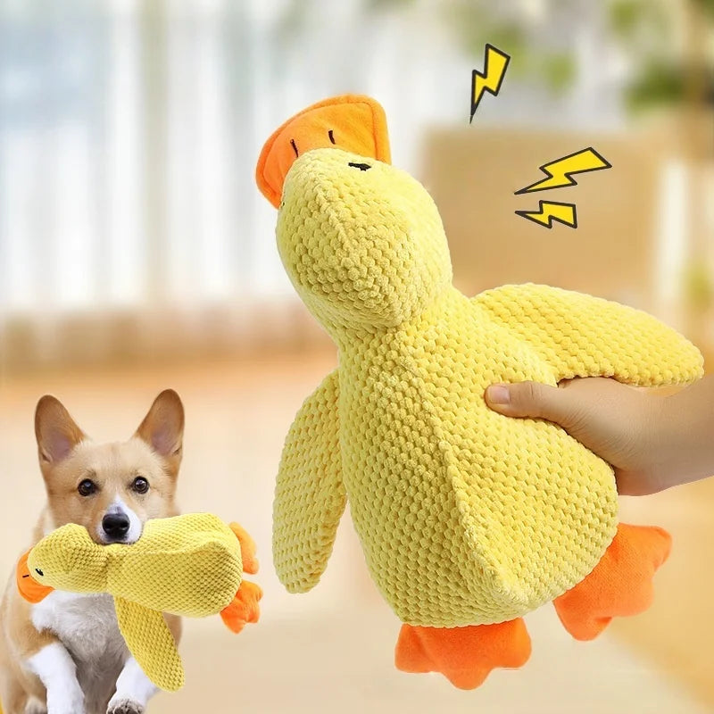 Duck Dog Toy Plush Chew Resistant Durable with Quacking Sound Teeth Grinding Relief Soft Companion for Small Large Dogs