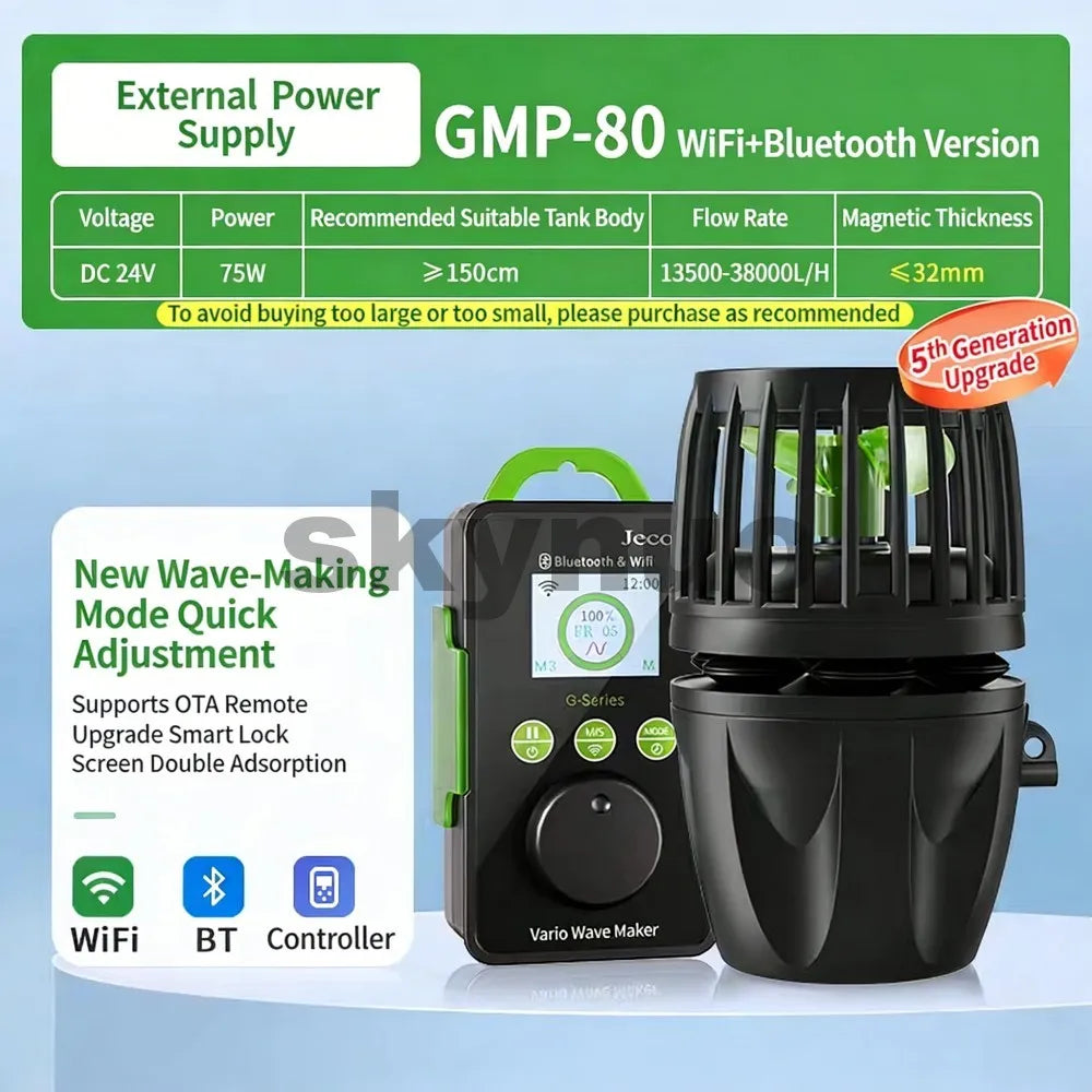 Jebao Jecod GMP Series Cordless Wave Maker Pump with APP Control, WIFI & Bluetooth Silent Frequency Conversion Flow Pump for Mar