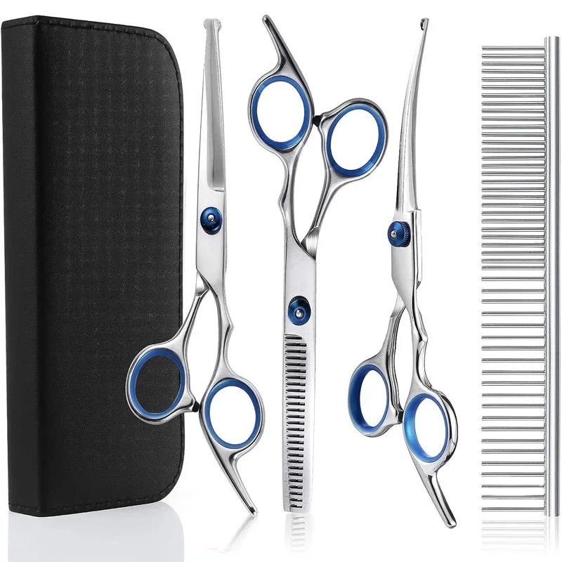 Pet Safe Grooming Scissors – Ambidextrous Stainless Steel Dog Shears with Round Head for Precise Trimming