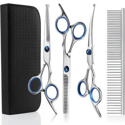 Pet Safe Grooming Scissors – Ambidextrous Stainless Steel Dog Shears with Round Head for Precise Trimming