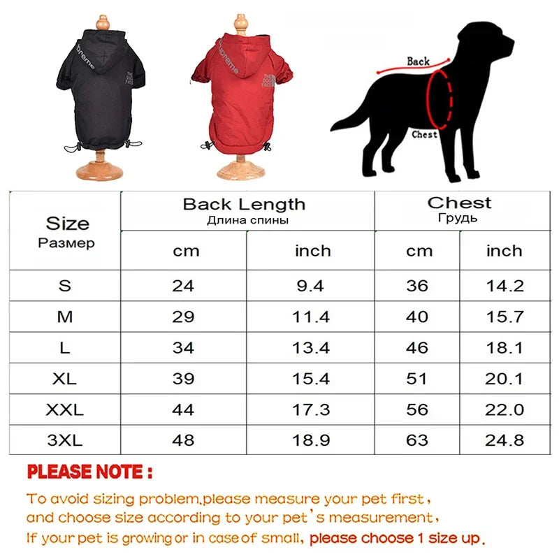 Pet Dog Waterproof Coat Reflective Puppy Warm Cotton Jacket Autumn Winter Hoodie Clothing For Dogs Cats Clothes PawPrint Treasures