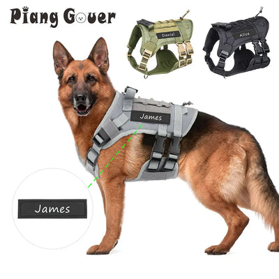 Custom Dog Harness Personalized Tactical Vest DIY Name Pet Harness for Medium Large Big Dog Chest Strap