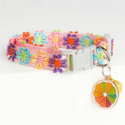 Lovely Cat Collar With Bell Colorful Knitted Flower Pet Collar Dog Puppy Kitten Necklace Adjustable Buckle Pet Cat Accessories