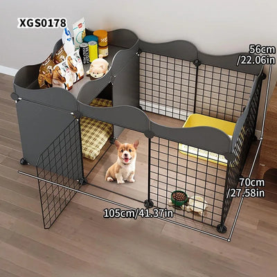 Dog Fence Small Size Dogs Home Indoor One Bedroom One Bathroom Pet Fence Kennel with Toilet Area Anti-Jailbreak Dog Cage