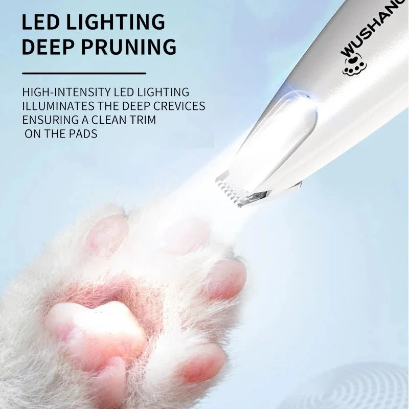 Pet Dog Electric Groomer Trimmer with LED Light Waterproof Pet Foot Hair Trimmer Low Noise Cat Dog Ear Hip Face Foot Paw Shaver