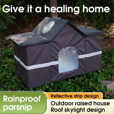 Waterproof Stray Cats House Outdoor Feral Cat Houses with Bracket Pets Tent Cold Resistant Big Pets House Winter Warm for Outsid