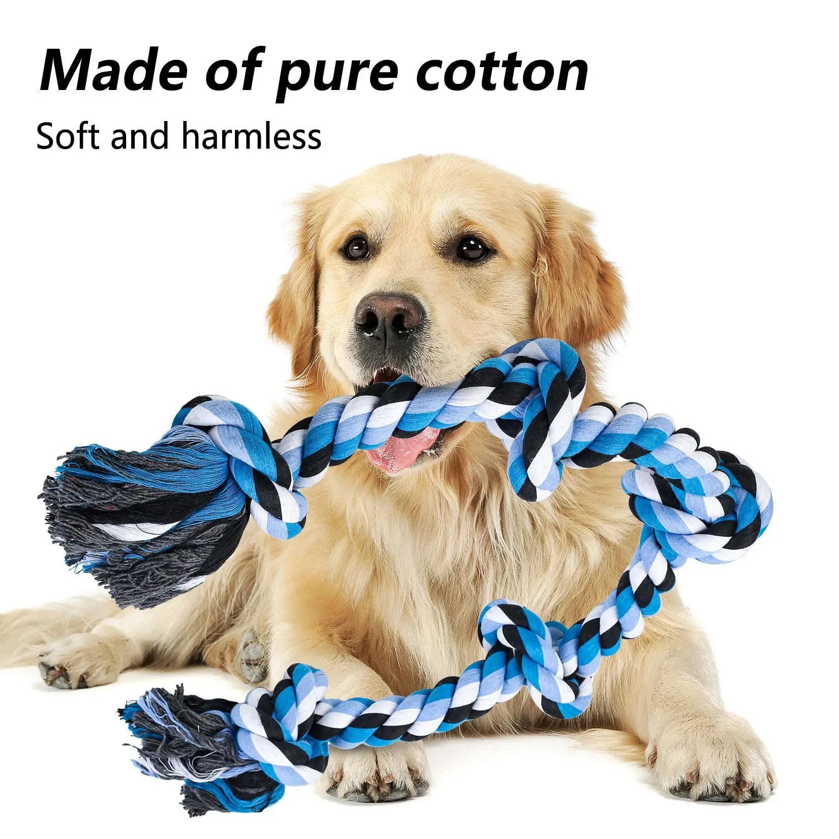 35" Indestructible Dog Rope Toy - Heavy Duty Chew & Teeth Cleaner for Large Dogs