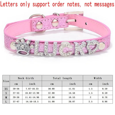 Personalized Dog Collar Fashion Bling Rhinestone Pet Free Diy Name Dog Necklace Custome Leather Dog Collars Pet Dog Accessories