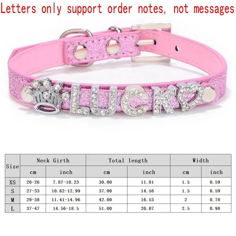 Personalized Dog Collar Fashion Bling Rhinestone Pet Free Diy Name Dog Necklace Custome Leather Dog Collars Pet Dog Accessories