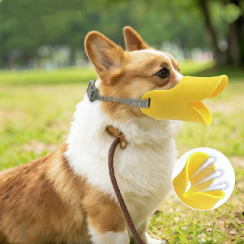 Adjustable Silicone Dog Duck Muzzle Anti-Bite Stop Barking Pet Accessory Safe for Small to Large Dogs Mouthpiece Cover