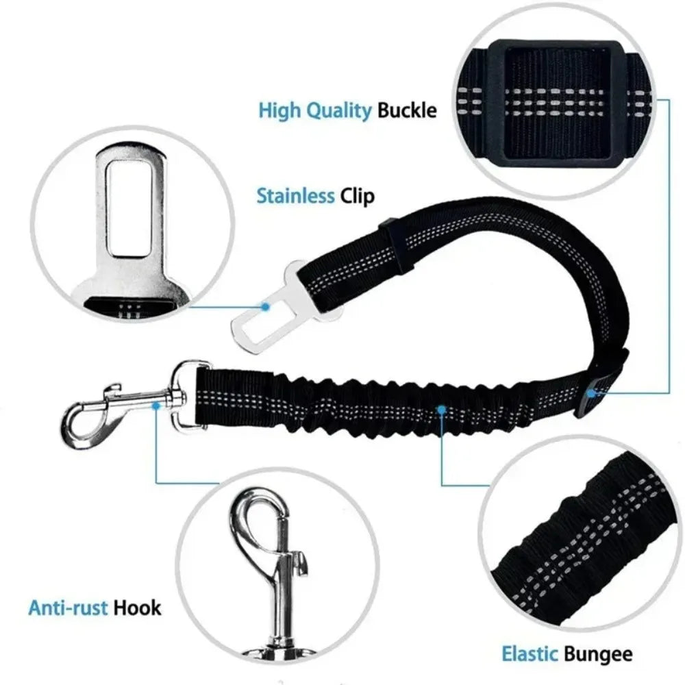 Elastic Nylon Dog Seat Belt for Small Large Dogs Adjustable Reflective Durable Lead Puppy Travel Car Safety Rope Dog Harness