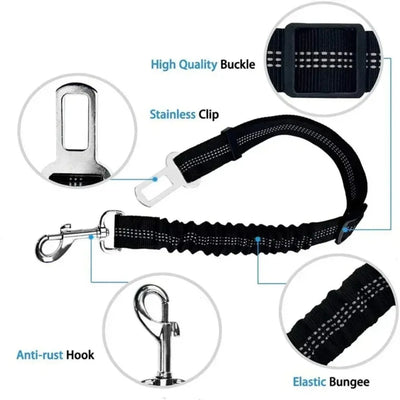 Elastic Nylon Dog Seat Belt for Small Large Dogs Adjustable Reflective Durable Lead Puppy Travel Car Safety Rope Dog Harness