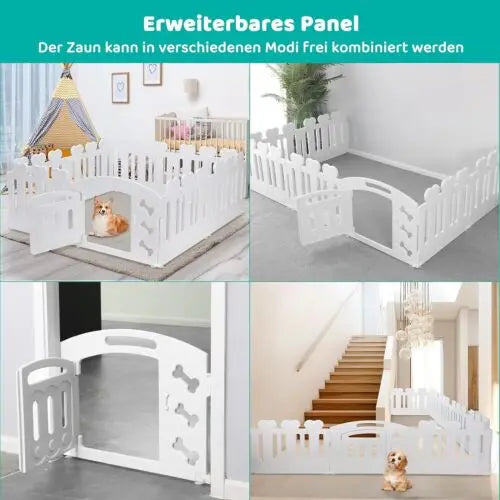 Dog Pen, H60cm, 3/5/7+1 Panels, with Lockable Door, Recycled Plastic,Puppy Enclosure,For Rabbit Runs, Indoors, Outdoors, Playpen
