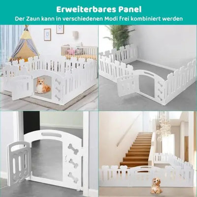 Dog Pen, H60cm, 3/5/7+1 Panels, with Lockable Door, Recycled Plastic,Puppy Enclosure,For Rabbit Runs, Indoors, Outdoors, Playpen