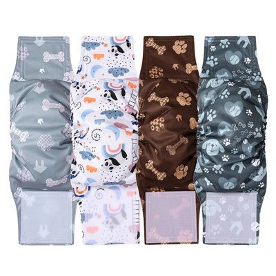 Ohbabyka 4Pack Washable Belly Bands for Male Dogs Reusable Adjustable Male Dog Diaper High Absorbing Belly Bnad for Small Dogs