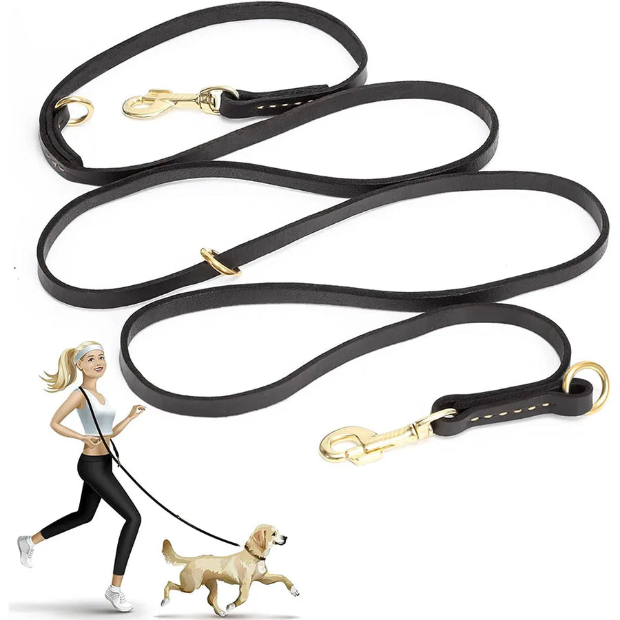 Soft Leather Hands-Free Dog Leash for Training