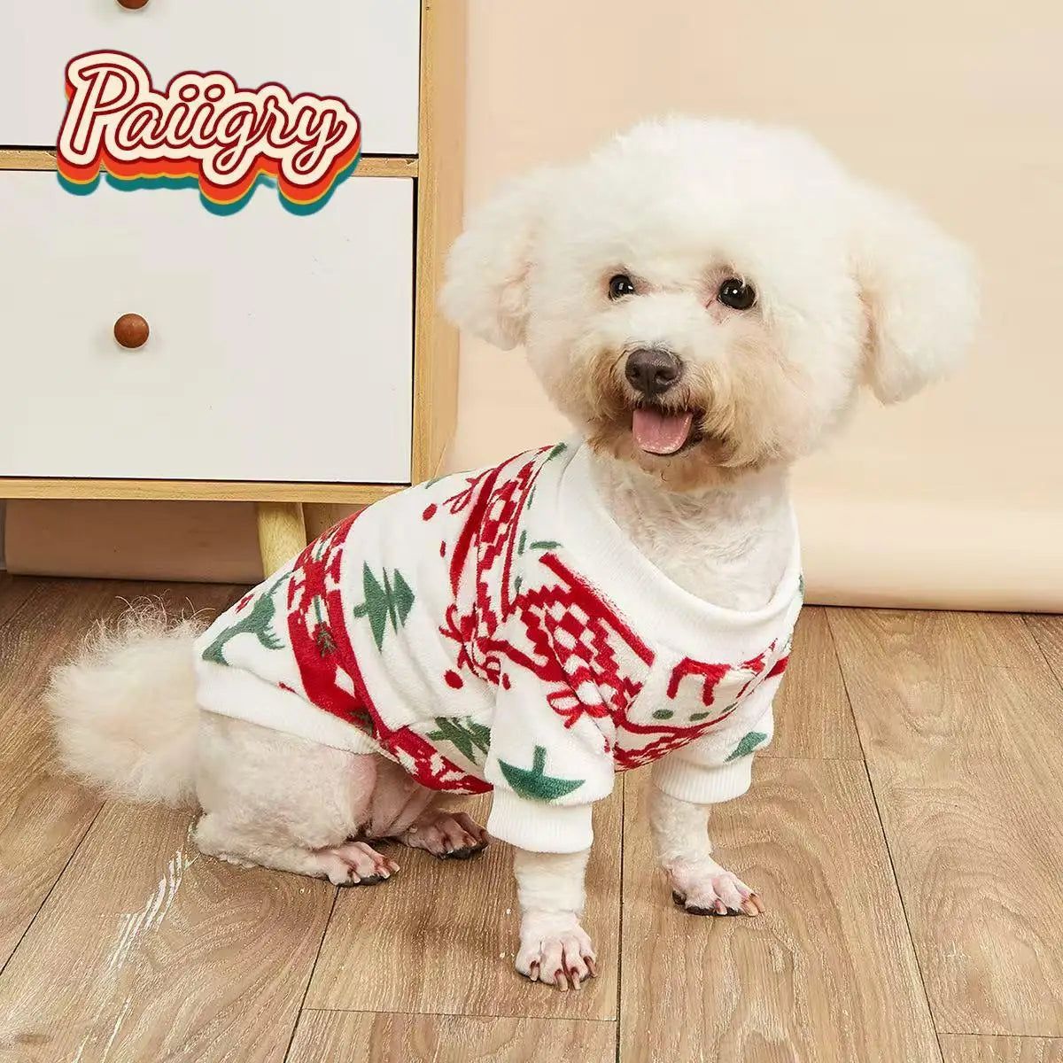 Cat and Dog Winter Christmas Pullover Fleece Sweatshirt, Warm for Winter, Soft and Comfortable, Machine Washable, Suitable for S