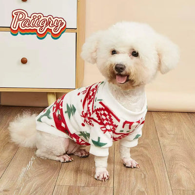 Cat and Dog Winter Christmas Pullover Fleece Sweatshirt, Warm for Winter, Soft and Comfortable, Machine Washable, Suitable for S