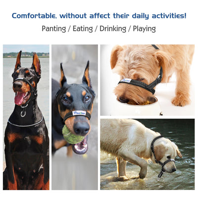 Dog Muzzle Pet Dog Nylon Reflective Adjustable Loop Anti-Biting Barking Control Easy Fit Dog Stops Dog Pulling Head Leash