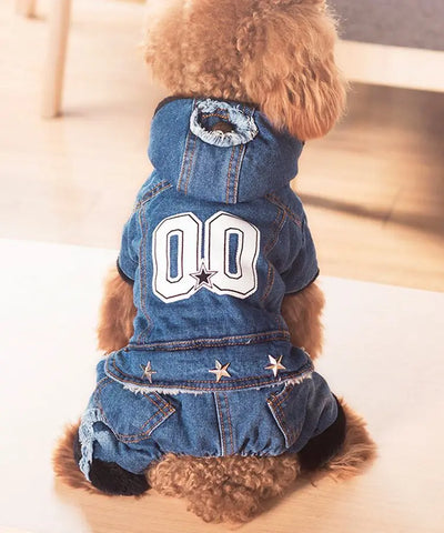 Autumn Winter Denim Dog Jeans Thickening Four Legs Pet Clothes Warm Dog Jumpsuits Supplies for Pets