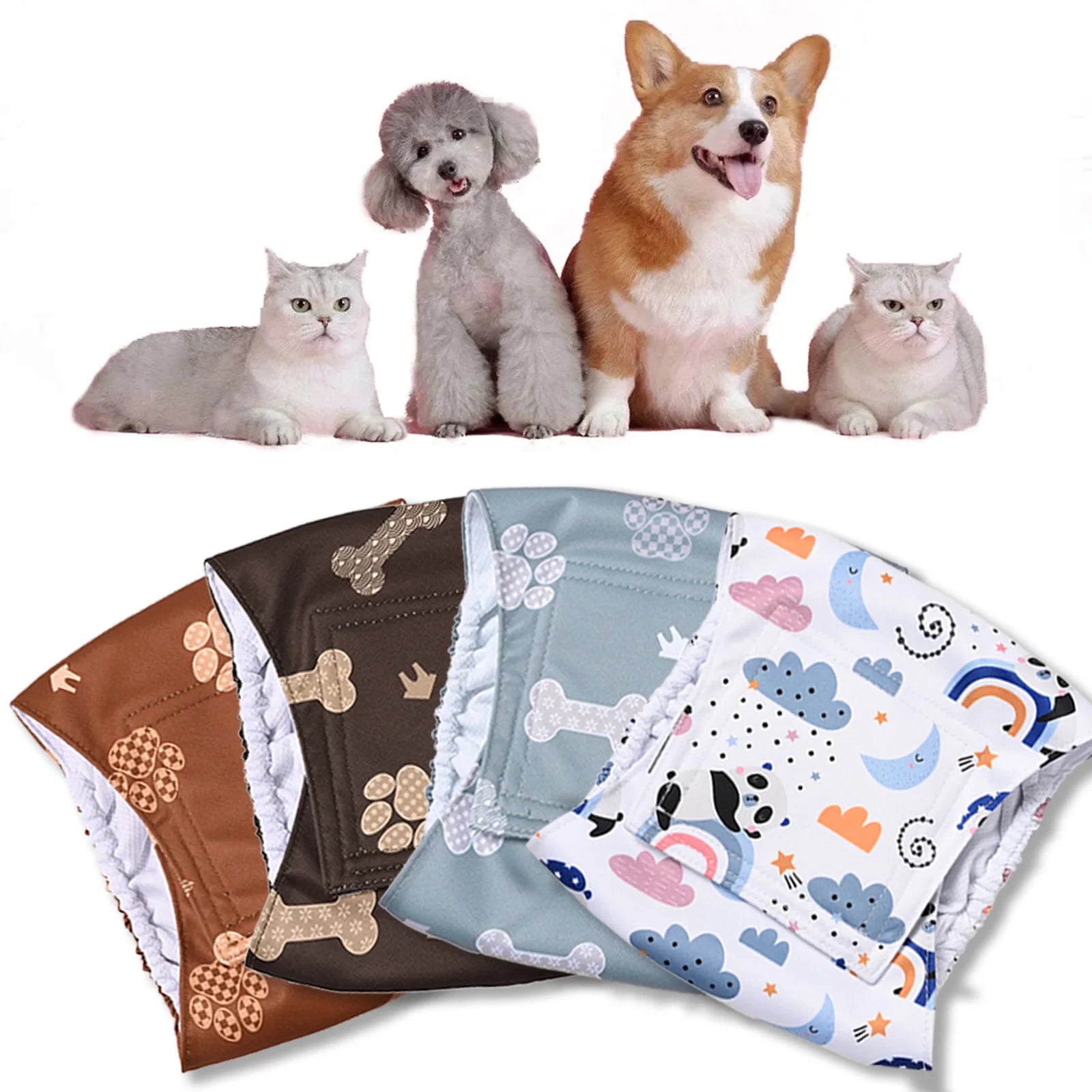 Ohbabyka 4Pack Washable Belly Bands for Male Dogs Reusable Adjustable Male Dog Diaper High Absorbing Belly Bnad for Small Dogs