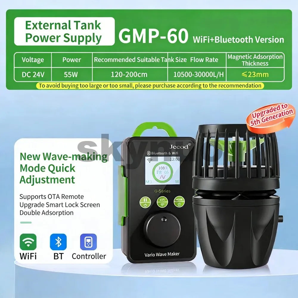 Jebao Jecod GMP Series Cordless Wave Maker Pump with APP Control, WIFI & Bluetooth Silent Frequency Conversion Flow Pump for Mar