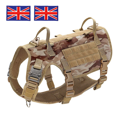 Military Tactical Big Dog Harness Vest Durable Nylon Dog Training Harnesses with Flags Adjustable for Large Dogs German Shepherd